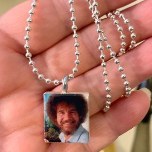 COPY - (2 for $12,$ for $20) Bob Ross Scrabble Tile Necklace